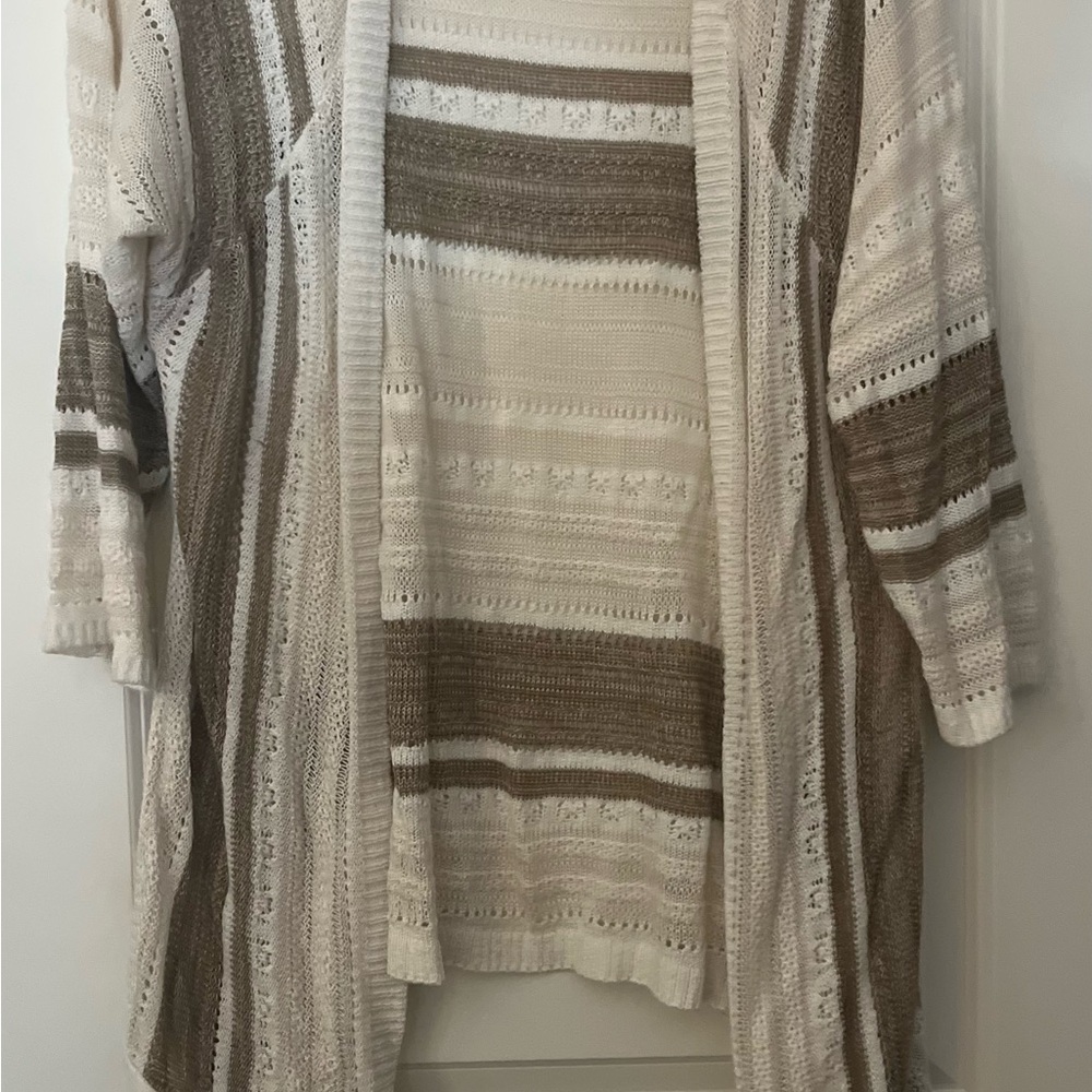 Torrid Cream and Brown Striped Cardigan